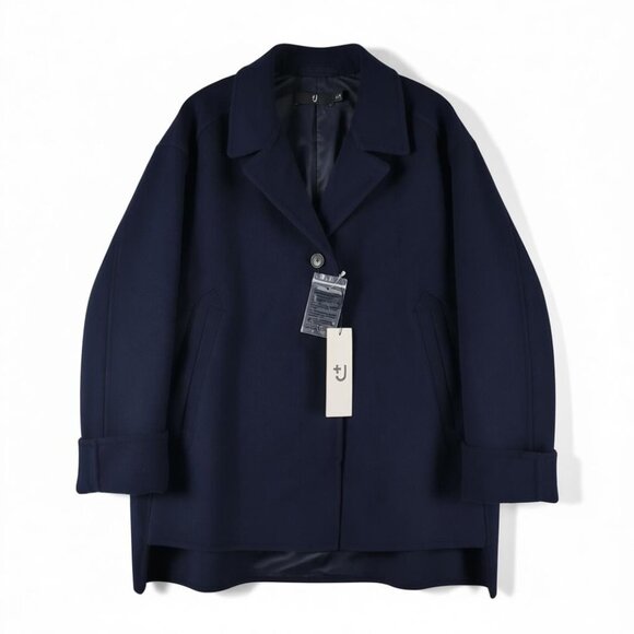 Jil Sander +J Uniqlo Women Oversized Double Face Shirt Jacket Navy Size L NWT - Picture 3 of 16